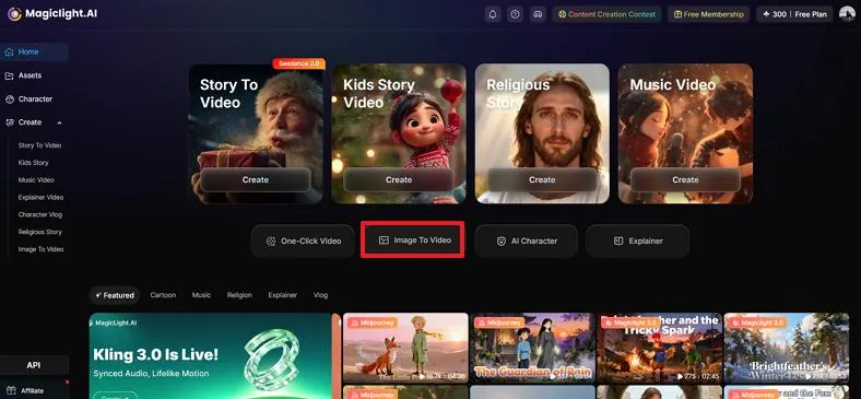 open magiclight choose image to video