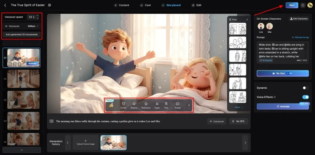 customize voice speed and expressions of character