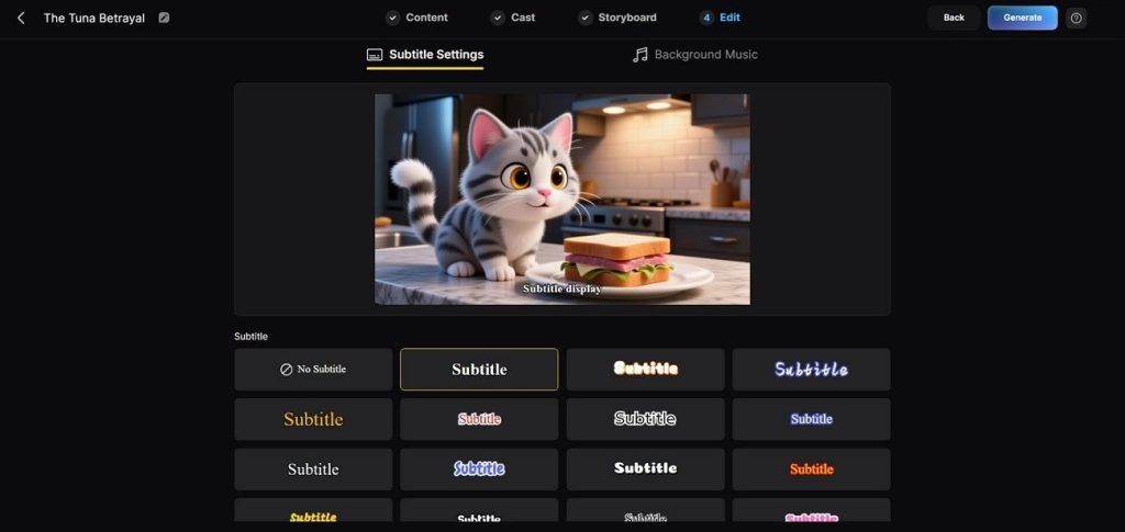 subtitle presets with music tracks