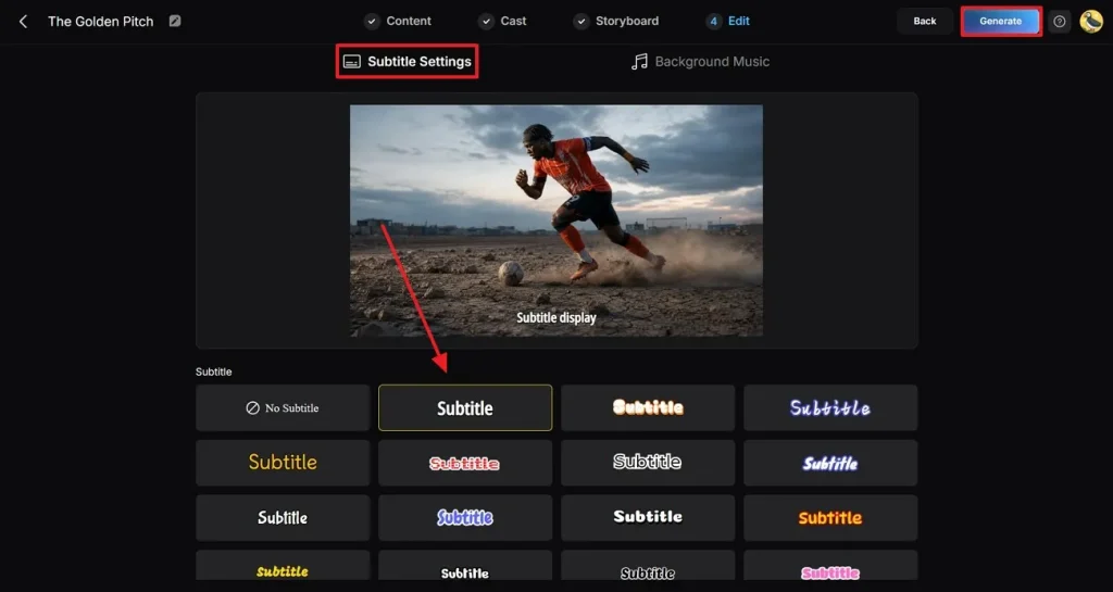 generate subtitles in preferred style