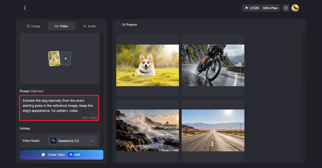 enter details in video tab