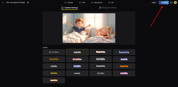 generate captions and soundtrack screen
