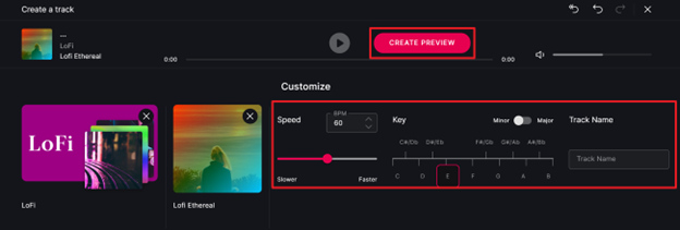 press the create preview