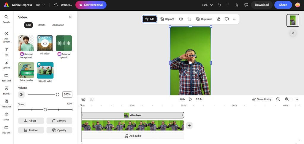 edits reaction clip with timeline
