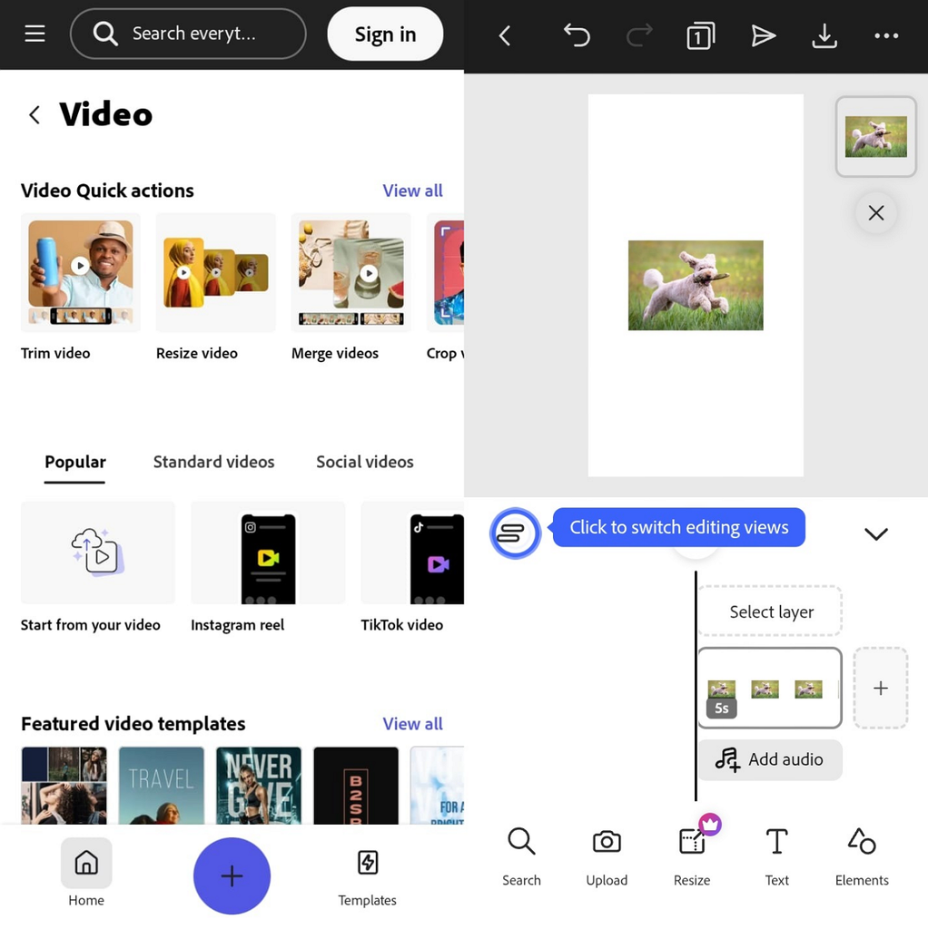 arrange photos inside video project