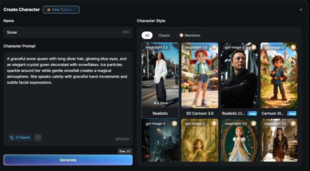 customize the ai character