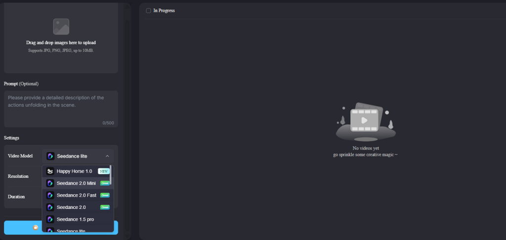 configure selected video model