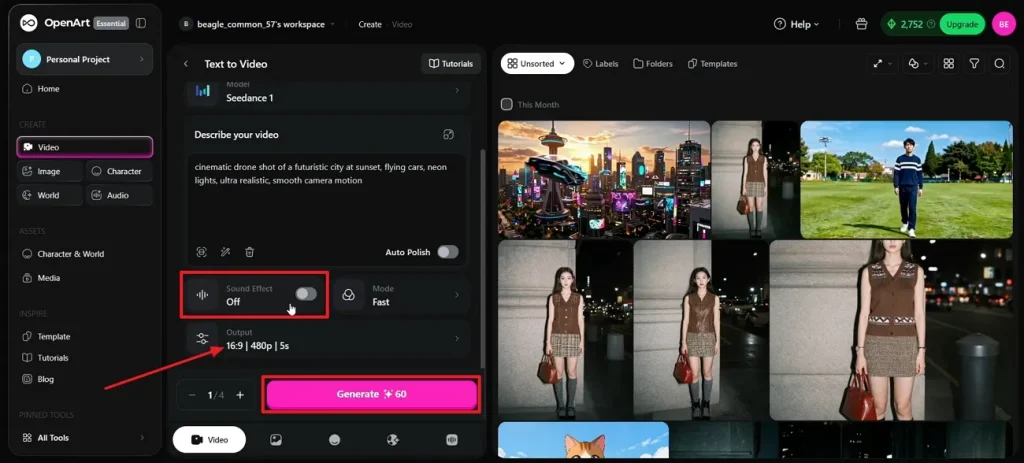 set openart video aspect ratio resoltion
