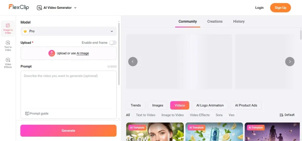 ai video generator flexclip