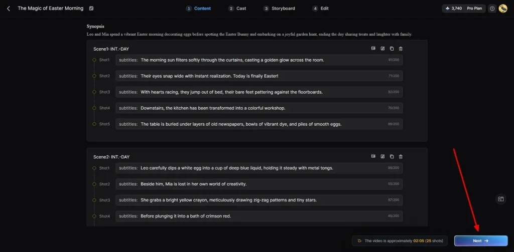 review generated video scenes
