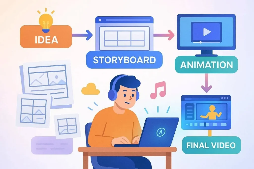 animation workflow idea to final video process