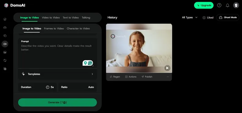 using domoai turn image to video