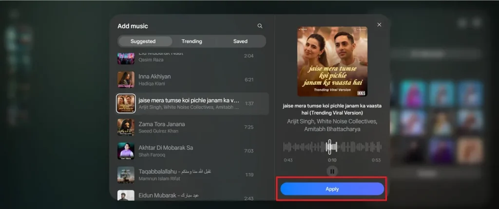 choose a trending music