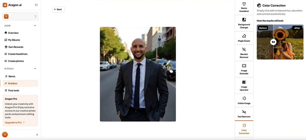 adjusting professional portrait with remix