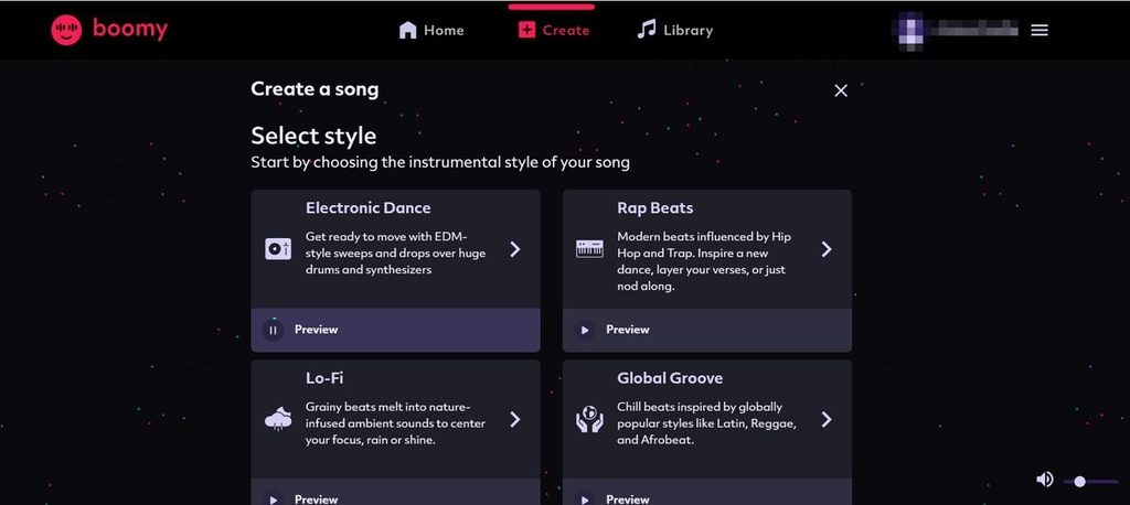 select the song boomy ai