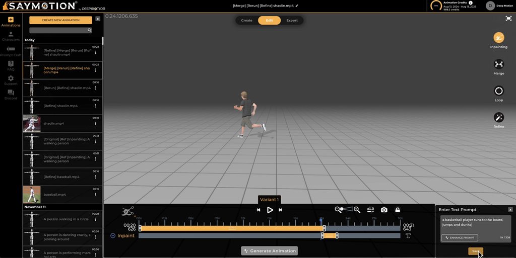 video based character motion capture