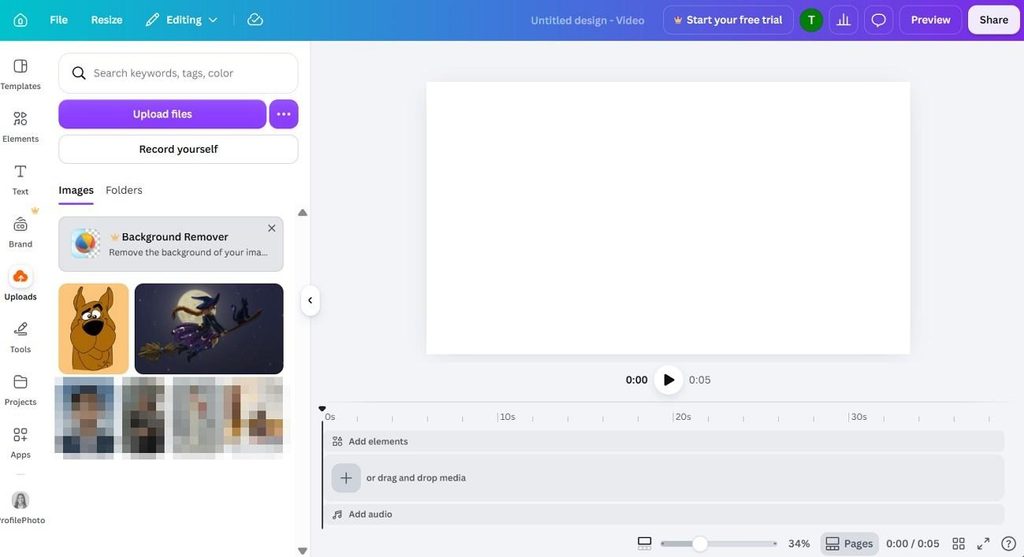 canva editor with logo design workspace