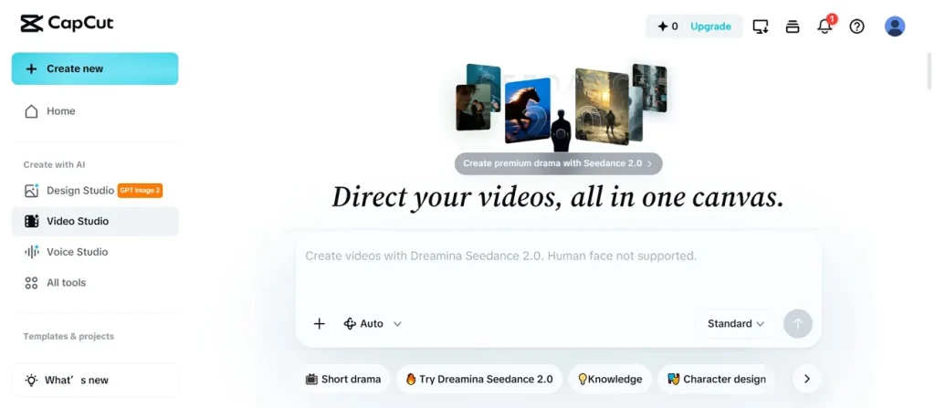 capcut video editor homepage