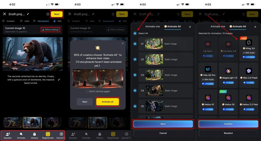 make edits in storyboard magiclight