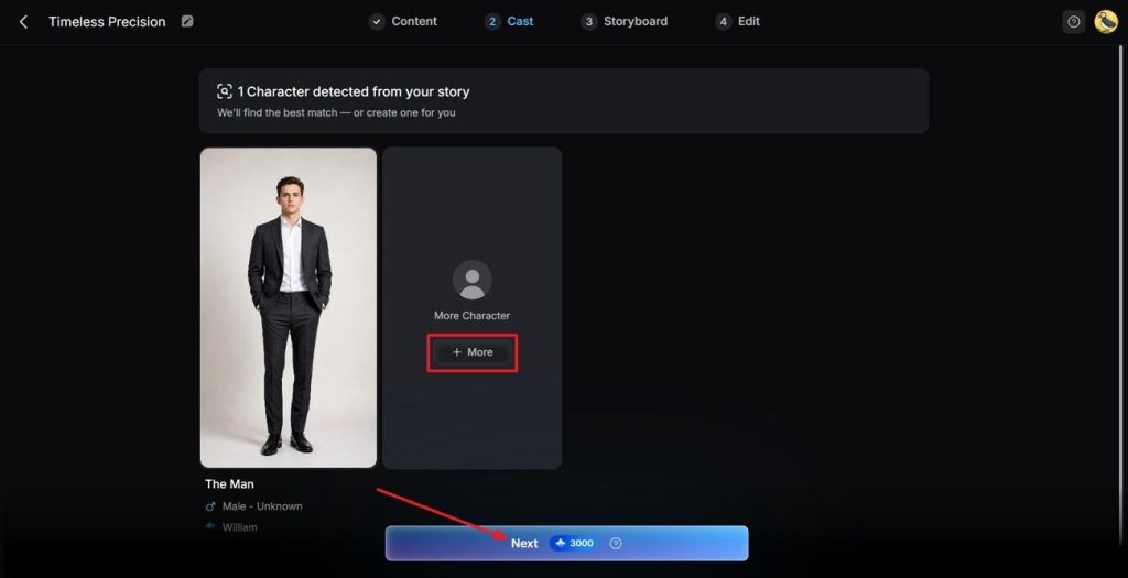 choose character for ai video ad