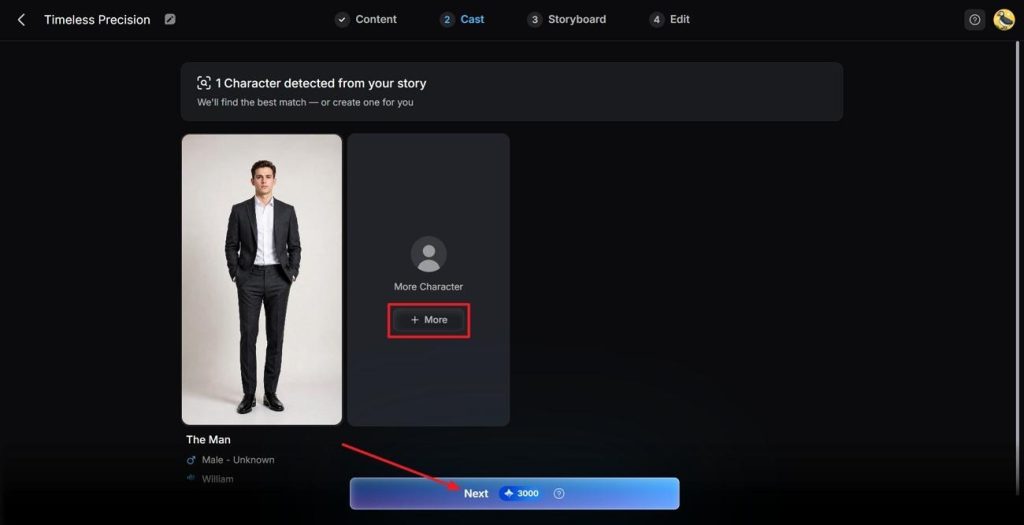 choose generated video character