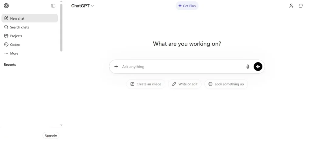 chatgpt home screen