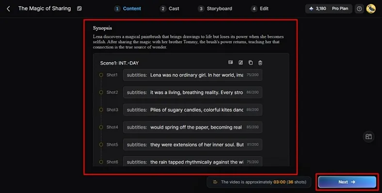 review or add scene of ai video