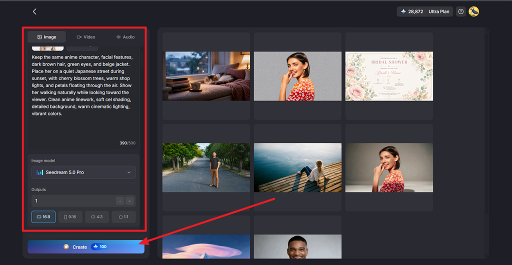 select model and enter anime prompt