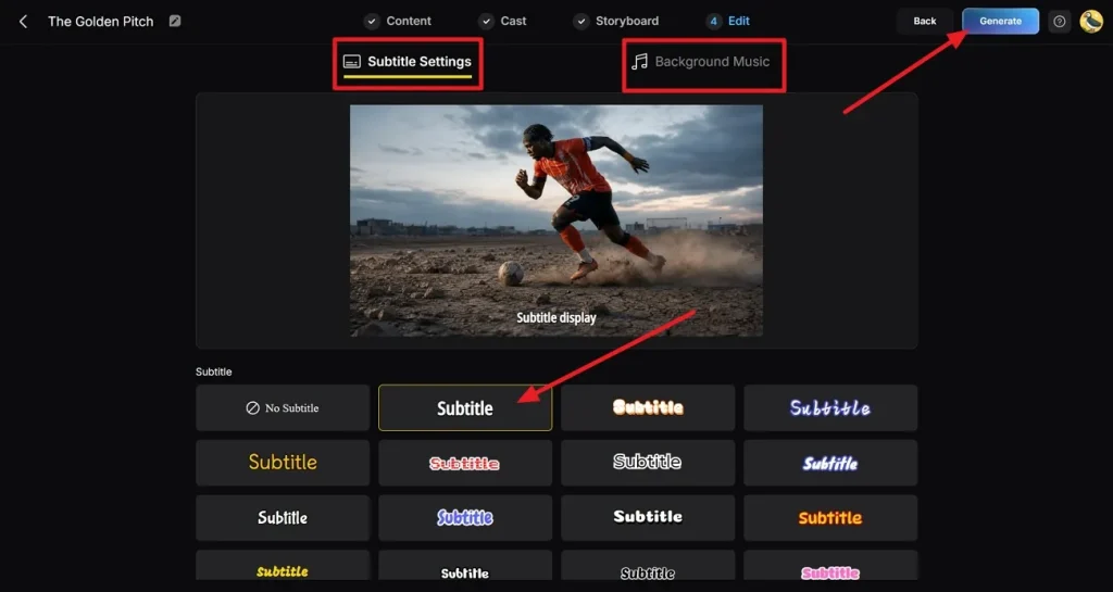 add subtitles and music to clip