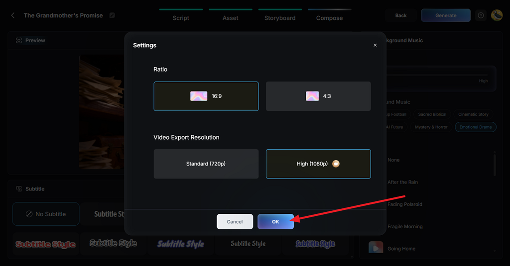select drama video quality