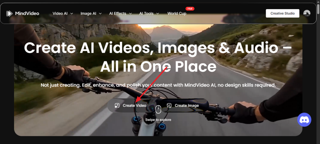 choose create video from homepage