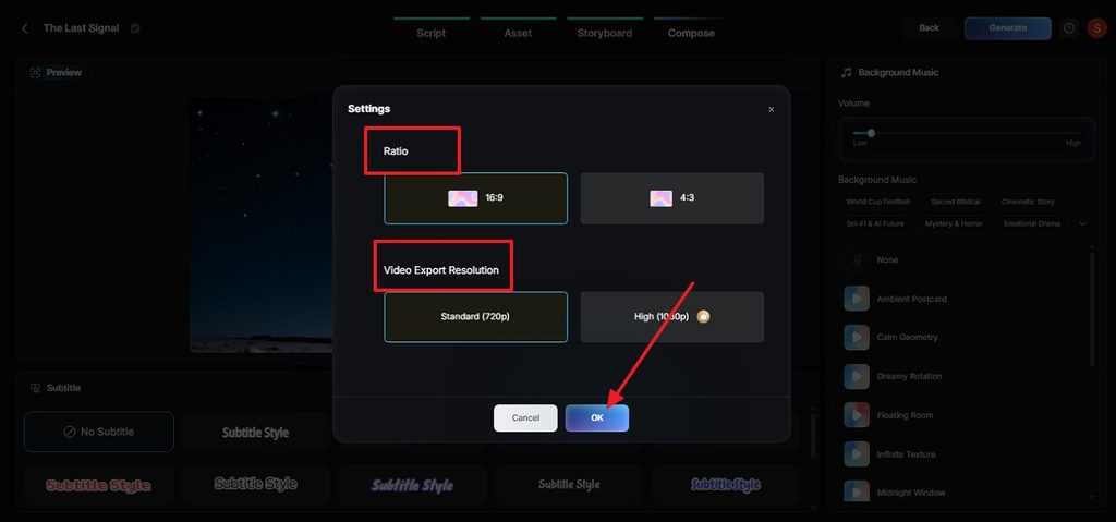 choose resolution and ok