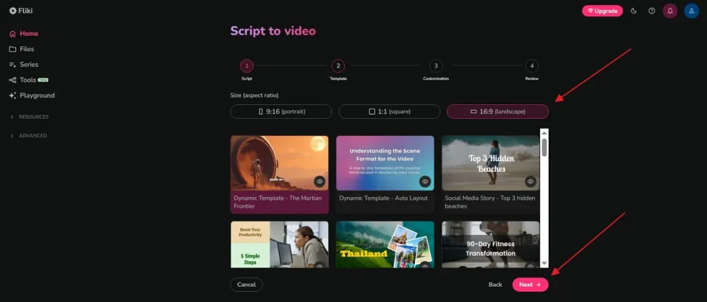 adjust aspect ratio or templates