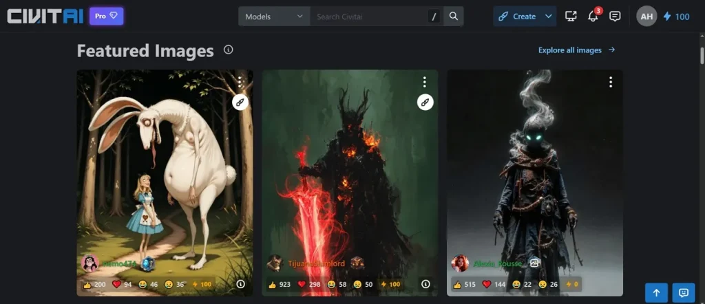 home screen of civitai
