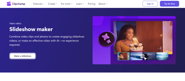 main window of clipchamp