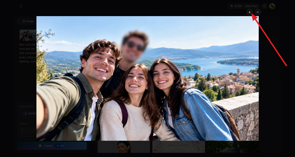 review and download blurred photo