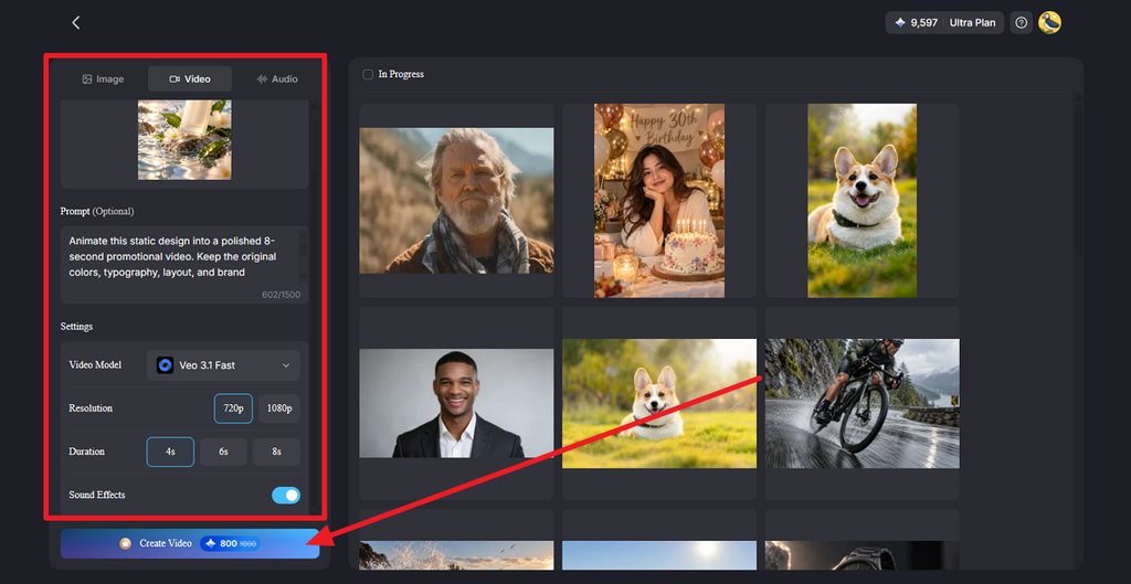 choose video model resolution and duration