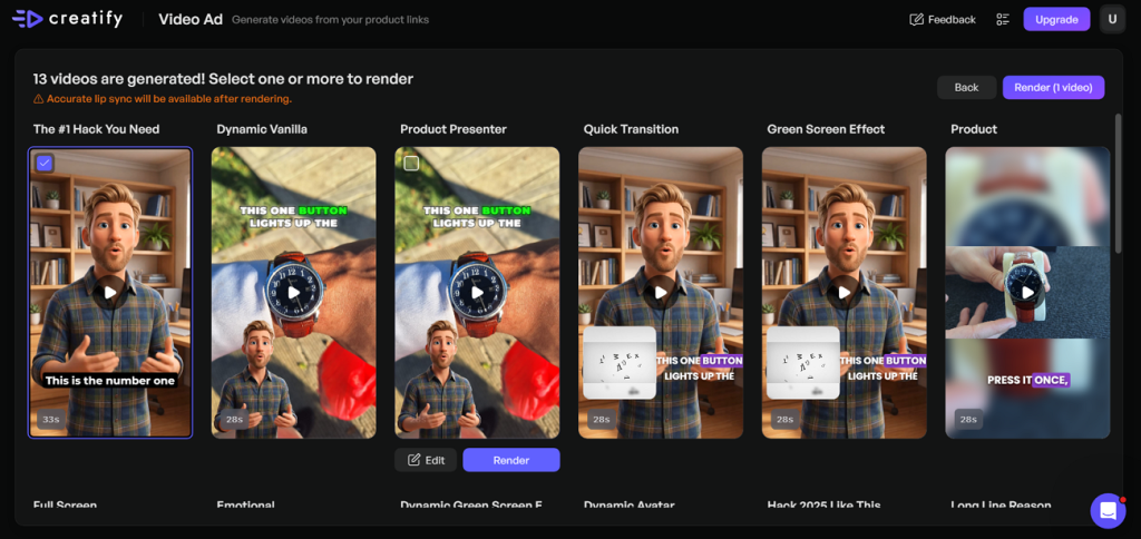 multiple product video ads generated automatically