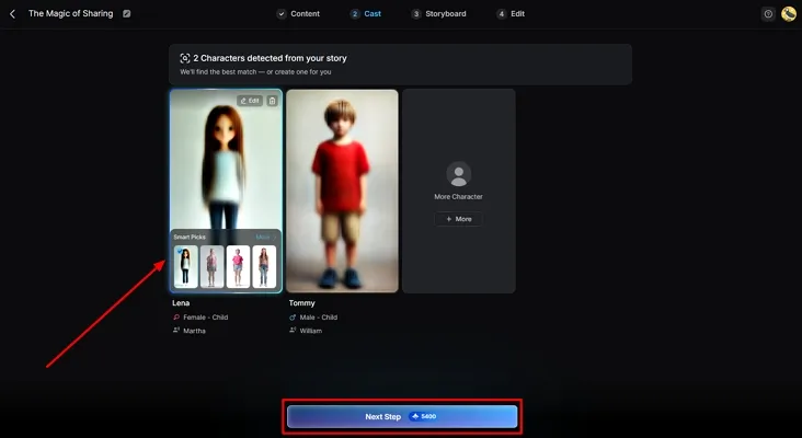 edit generated character across magiclight
