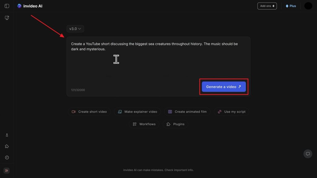 enter prompt and generate