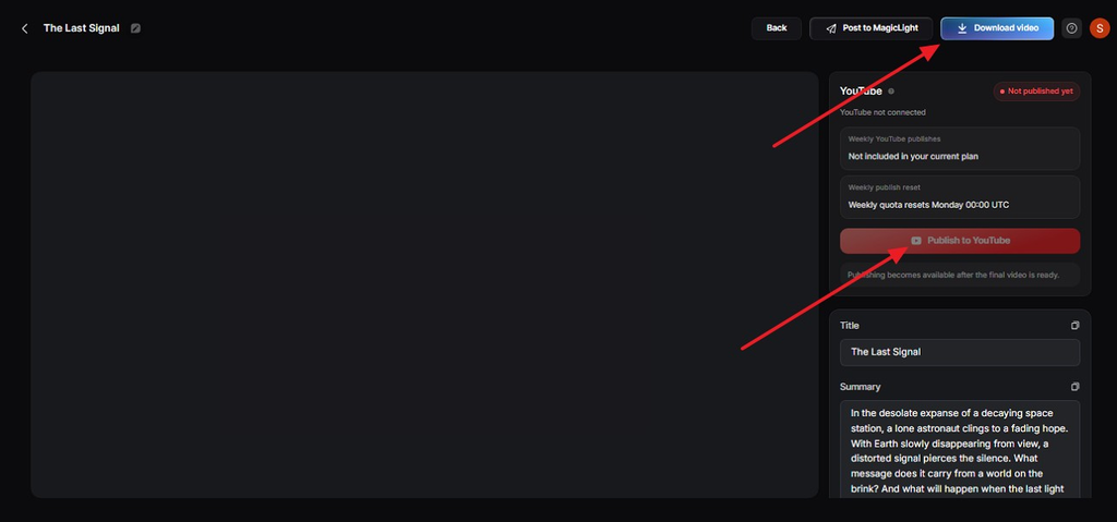 choose download or publish option
