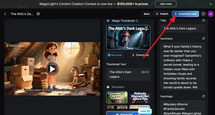 preview the generated animated video