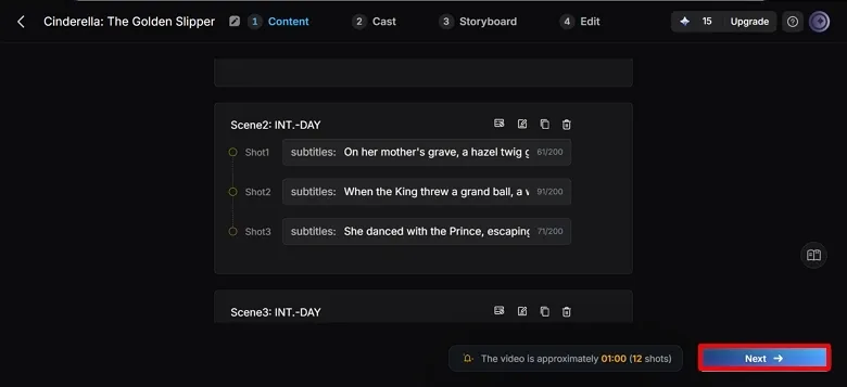 edit or delete the scene