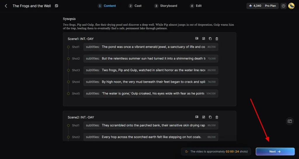 delete or edit generated scenes