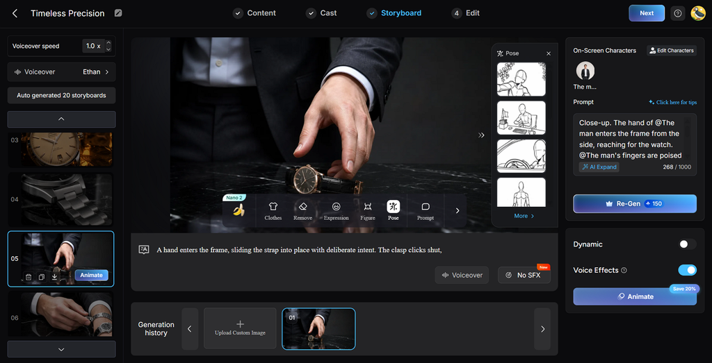 customize individual storyboard scene prompts