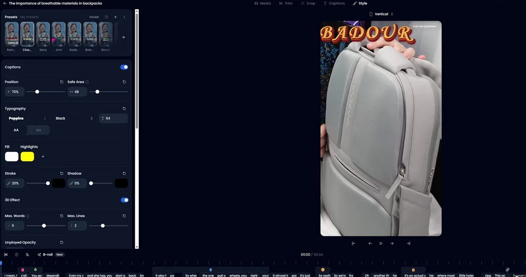 trim and edit the short