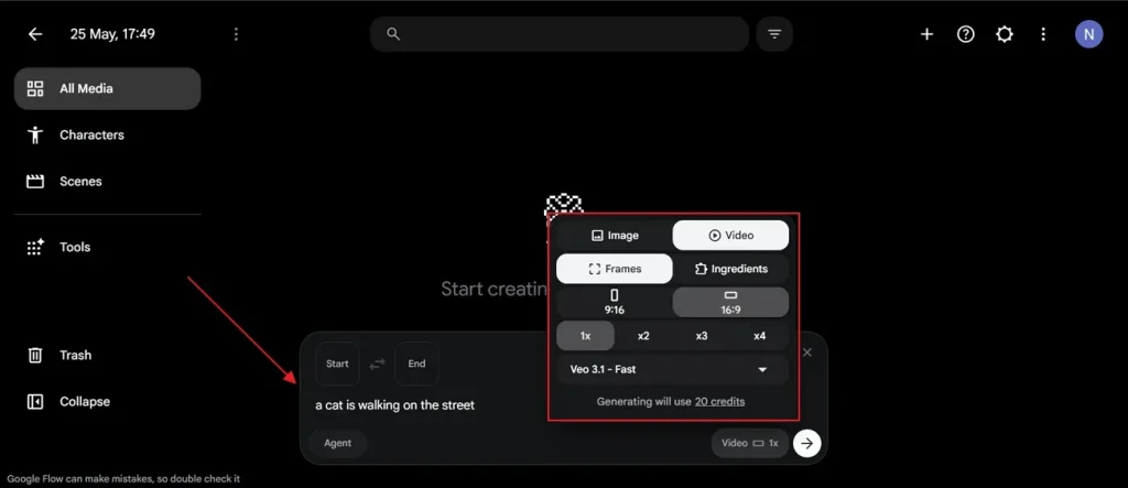 enter input and generate ai video