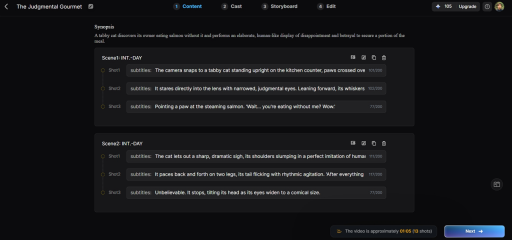 refine scenes dialogue flow