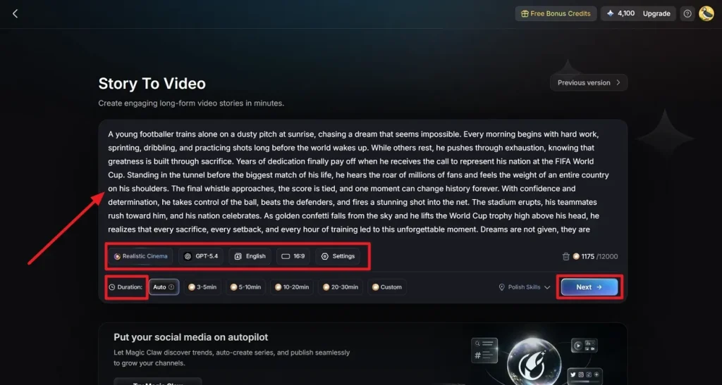 type description and adjust video settings