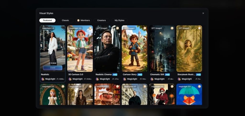 gallery showing creative style options
